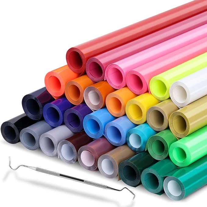 30 Pack HTV Vinyl Bundle 12" x 90 FT Heat Transfer Vinyl Rolls by Oleitodh