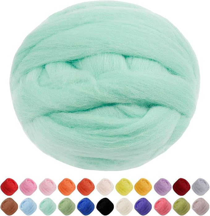 JeogYong Needle Felting Wool, 7.05oz Wool Roving Chunky Wool Yarn, Mint Green by JeogYong