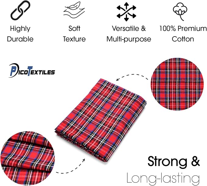 Pico Textiles 1 Yard Red and Black Tartan Plaid Flannel Fabric - Image 5