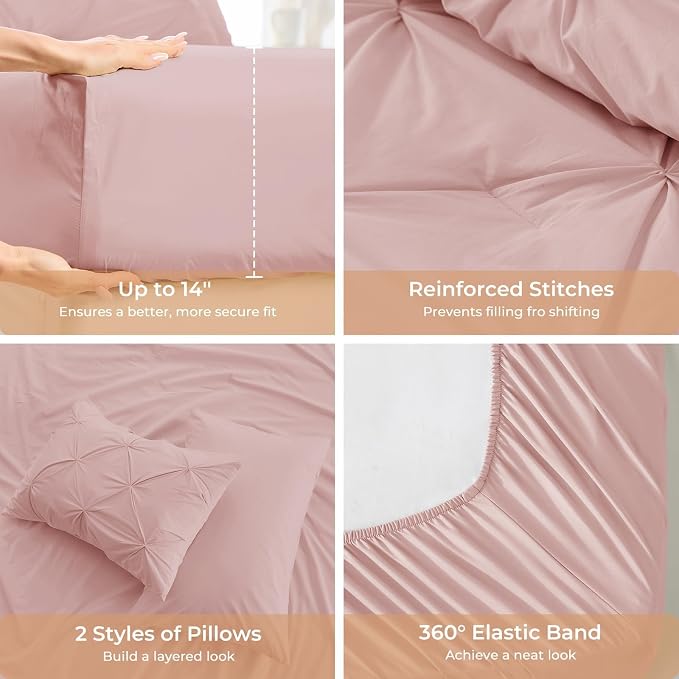 Sasttie California King Comforter Set, 7-Piece Bed in a Bag, Pintuck Bedding - Image 5