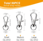 100PCS Swivel Snap Hooks with Key Rings, Premium Metal Swivel Lobster Claw - Image 2
