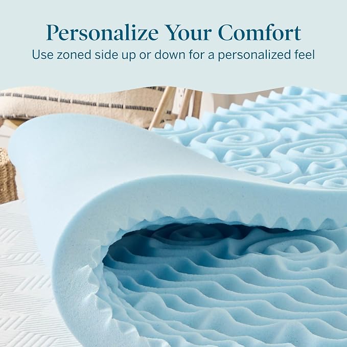 LUCID 3 Inch Gel Memory Foam Mattress Topper, California King size – 5 Zones – - Image 4
