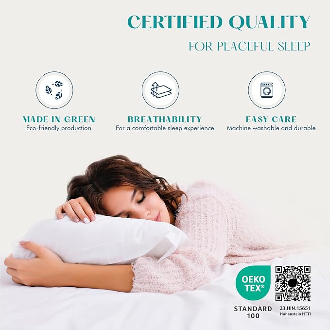 XOOX Linen 100% Egyptian Cotton Queen Pillow Cases Set of 4 - Image 5
