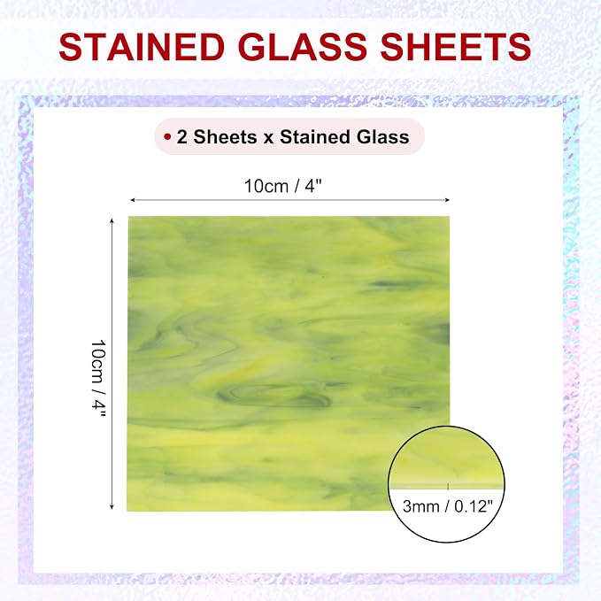 PATIKIL 4 x 4 Inch Transparent Stained Glass Sheets, 2 Sheets Mosaic Glass - Image 2