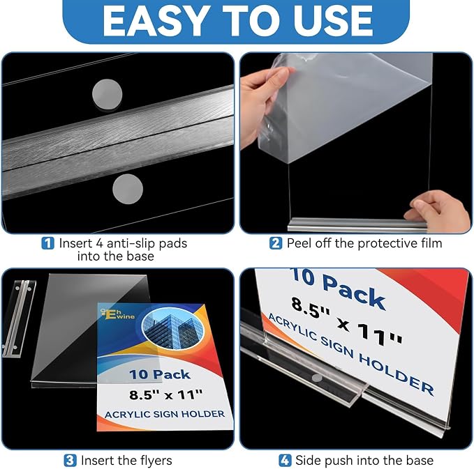 EHWINE 10 Pack 8.5 x 11 Acrylic Sign Holder, Hotels and Events - Image 5