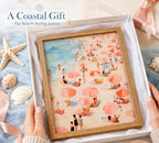 Framed Pink Beach Umbrella Canvas Wall Art, Coastal Painting Picture Wall Decor - Image 8