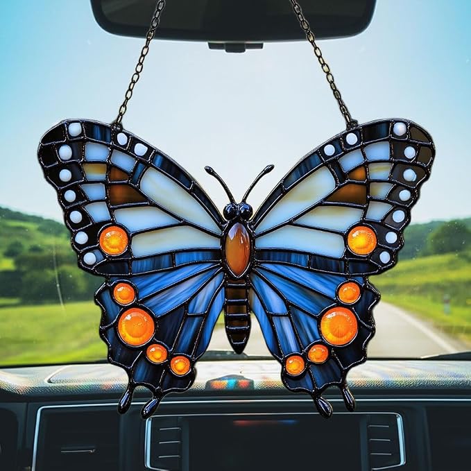 Night Monarch Butterfly Acrylic Suncatcher Stained Glass Effect Window Car - Image 5