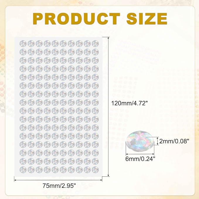 HARFINGTON 5 Sheet/800pcs Rhinestone Adhesive Stickers Self Adhesive Acrylic - Image 2