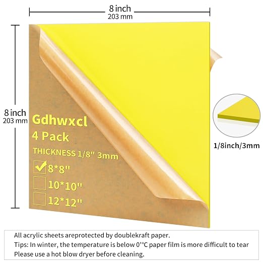 1/8 Thick 8 x 8 inch Acrylic Sheets - Image 2