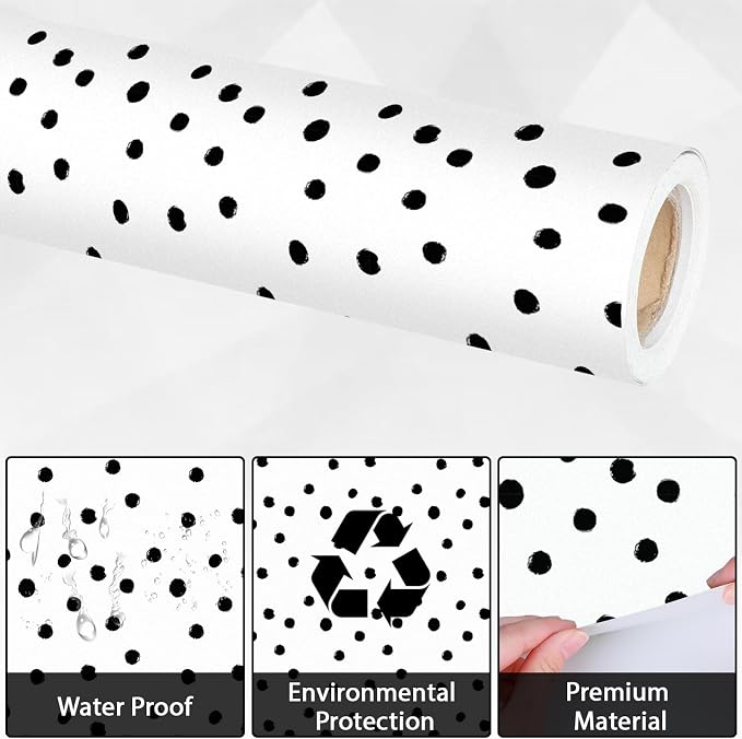 Qyeahkj Black Dot Bulletin Board Paper Roll Black Polka Dot Bulletin Board - Image 3