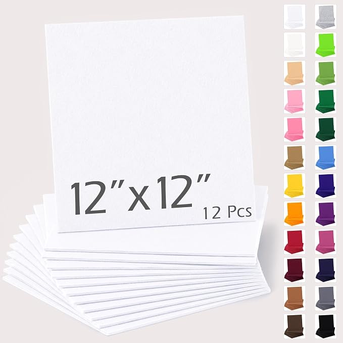 12" x 12" Felt Sheets for Crafts, 2mm Stiff Felt Fabric, Polyester Felt Squares by AblemeDeco