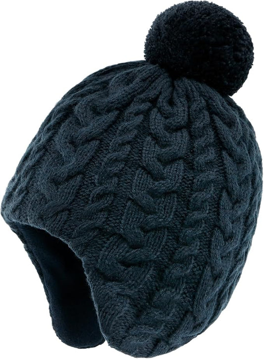 Duoyeree Kids Beanie Hat for Boys Girls Pom-pom Kint Hats Cozy Lining Winter Skull Cap
