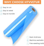HTVVETUR Sky Blue HTV Iron on Vinyl 12Inch by 35ft Heat Transfer Vinyl - Image 3