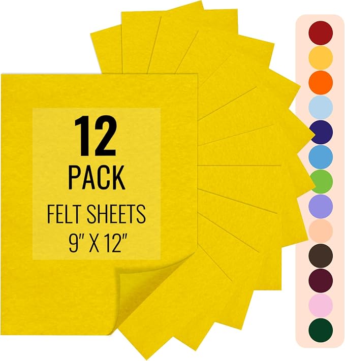 IONTACH 9" X 12" Felt Fabric Sheets 1.6mm Thick | Soft Felt by IONTACH