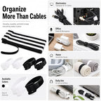 80pcs 8 Inch Cable Ties Reusable Black and White Hook and Loop Cord Ties - Image 8