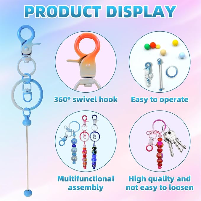 DNLEGULI 40 Pcs Beadable Keychains Bulk Kit – DIY Keychain Making Supplies - Image 3
