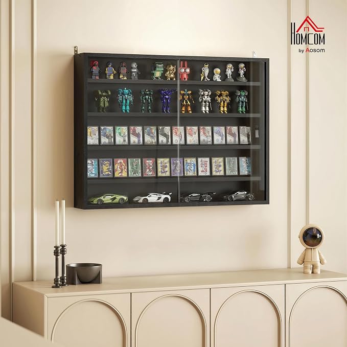HOMCOM 5-Tier Display Cabinet, Glass Door Cabinet - Image 2