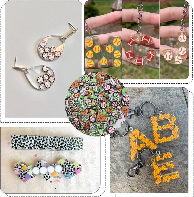 SUNNYCLUE 90G Polymer Clay Slices Ball Cabochon Mini Football Rugby Baseball - Image 5