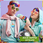 MTLEE 24 Pcs Hippie Costume Set Accessories Includes Peace Sign Necklaces Tie - Image 6