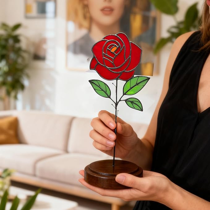 Glass Flowers, Stained Glass Rose - Image 2