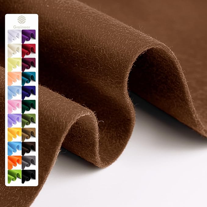 Cognac Soft Felt Fabric Sheet, 1.6mm Thick by Grainear