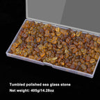 QEQEKAKA Sea Glass Stones for Crafts About 1LB Brownish Yellow Glass Pebbles - Image 4