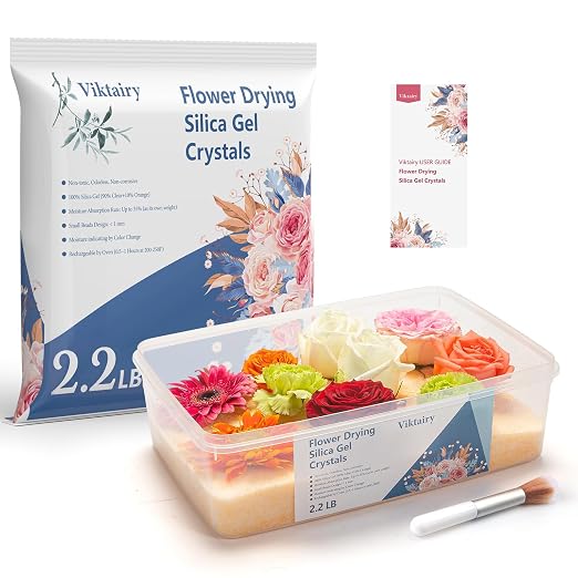2.2 LBS Silica Gel Flower Drying Crystals, Reusable Color Indicating Flower by Viktairy