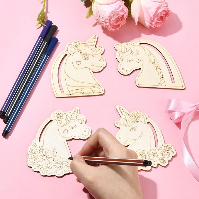 24 Pcs Unfinished Wood Unicorn Cutouts Wood Frame Embellishments - Image 5