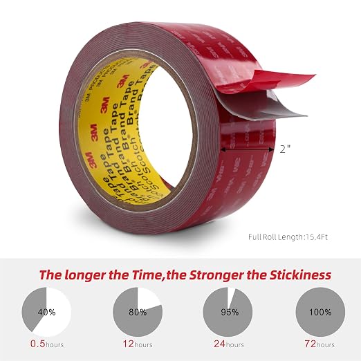 3M Double Sided Tape Heavy Duty 2" x 15.4Ft 2 Pack Grey | Waterproof High - Image 2