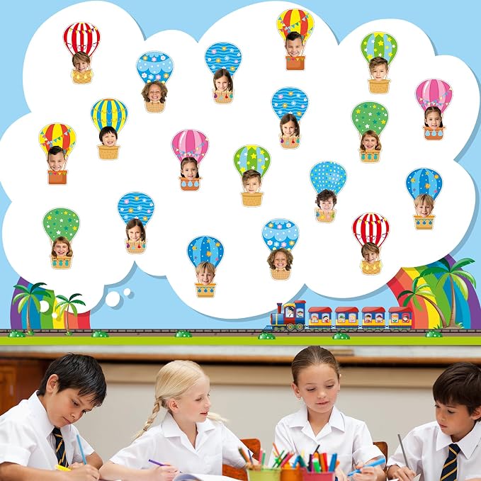 80Pcs Colorful Hot Air Balloons Cutouts Back to School Bulletin Board Hot Air - Image 5