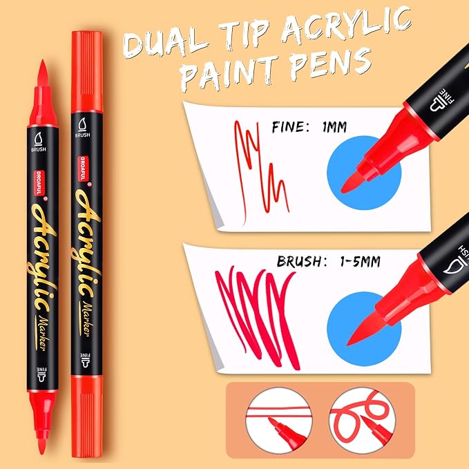 Droaful Acrylic Paint Pens Markers, 72 Color Paint Markers Dual Fine & Brush - Image 2