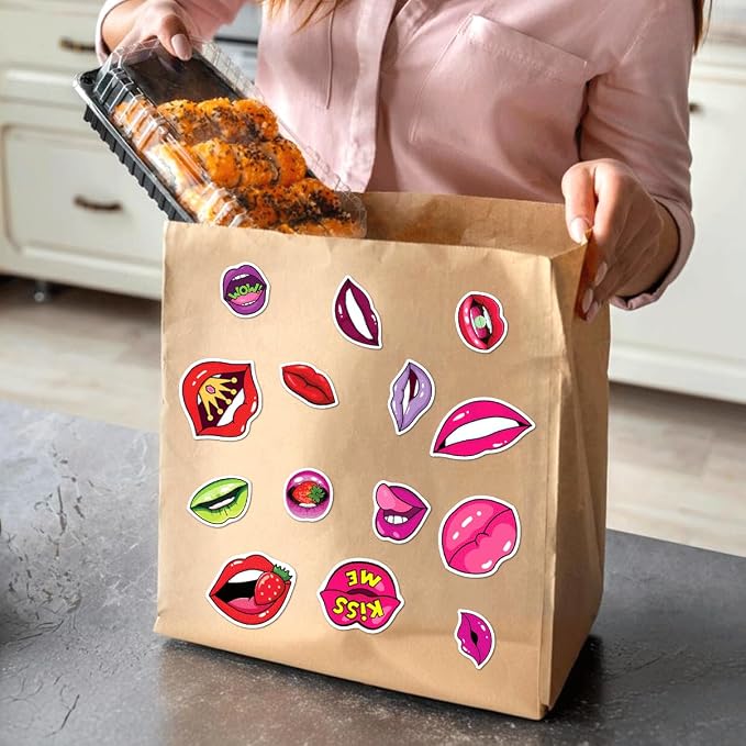 Colorful Art Lips Mouth Expressions Vinyl Stickers Pack 50pcs - Image 6