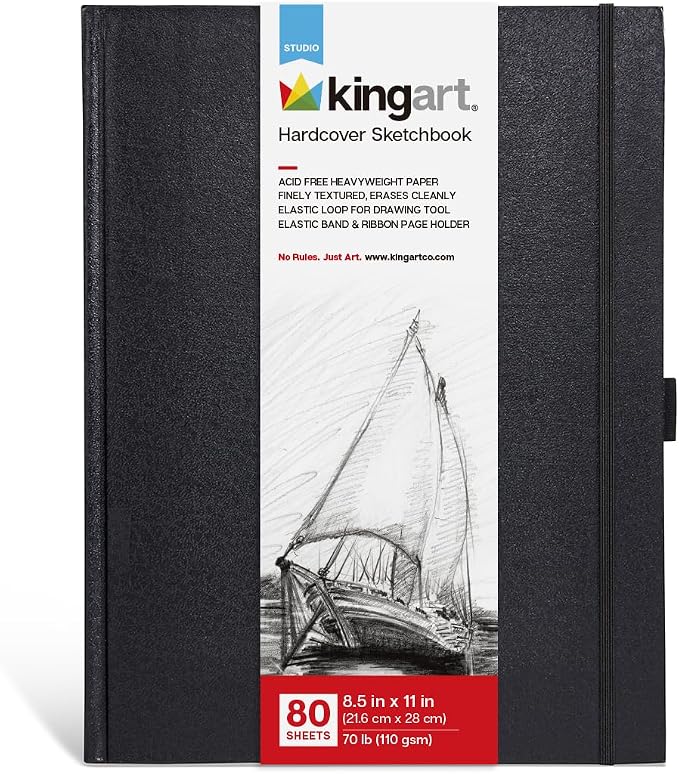 KINGART Hardcover Sketchbook Journal – 8.5 x 11 Inch, 70 lb Acid-Free by KINGART
