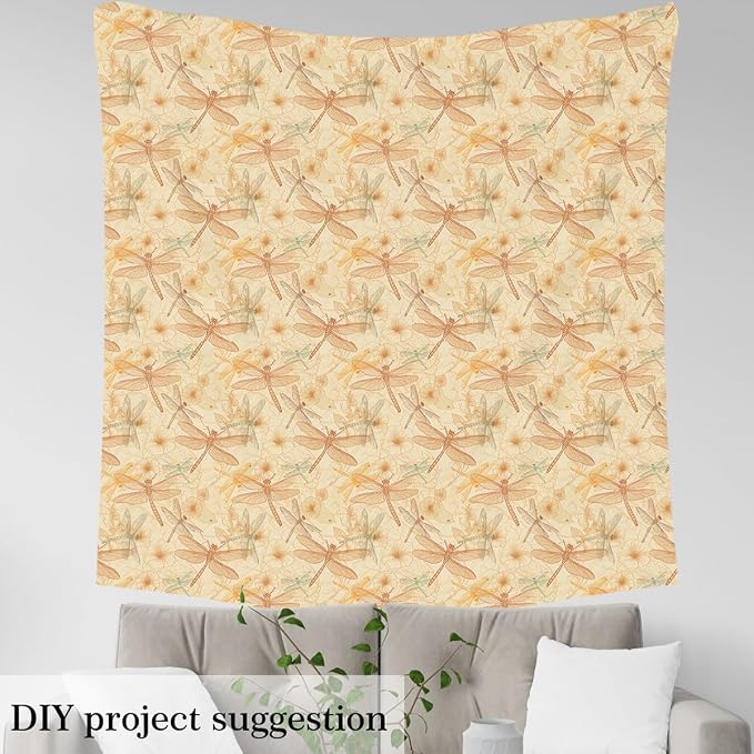 Feelyou Dragonfly Fabric by The Yard, Vintage Birds Floral Upholstery Fabric - Image 3