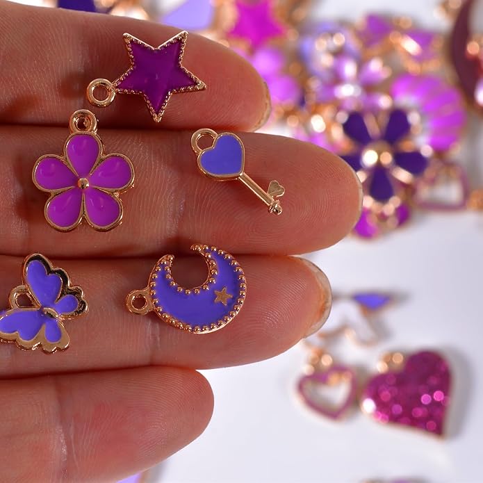 Bulk Gold Enamel Charms for Jewelry Making, Colorful Metal Charms Pendant for - Image 4