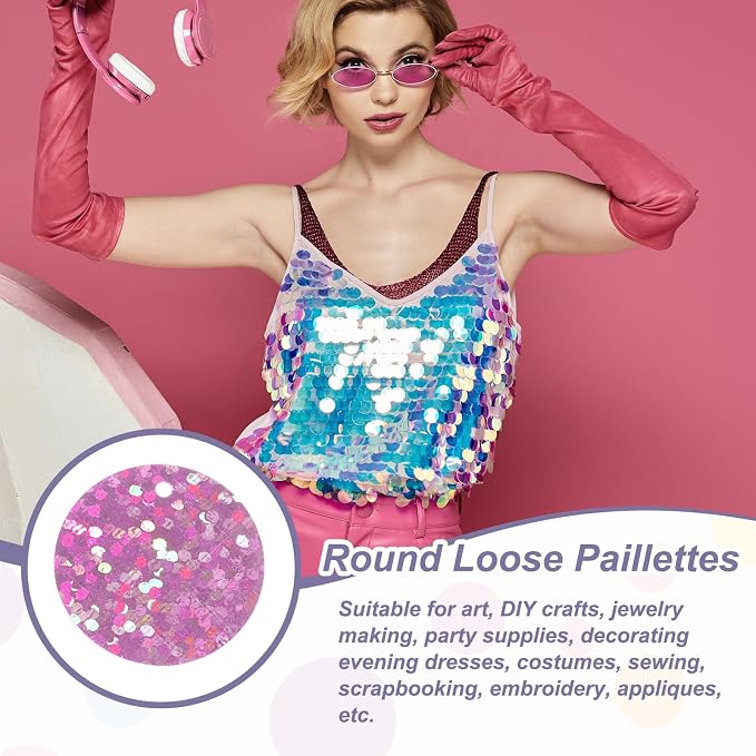 MECCANIXITY 700 Pcs Flat Round Sequins 15mm/0.6 Inch Loose Paillettes Craft - Image 4
