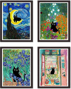 4 Pack Cat Starry Sky Flower Window Stamped Cross Stitch Kits by DIYHomeDecor