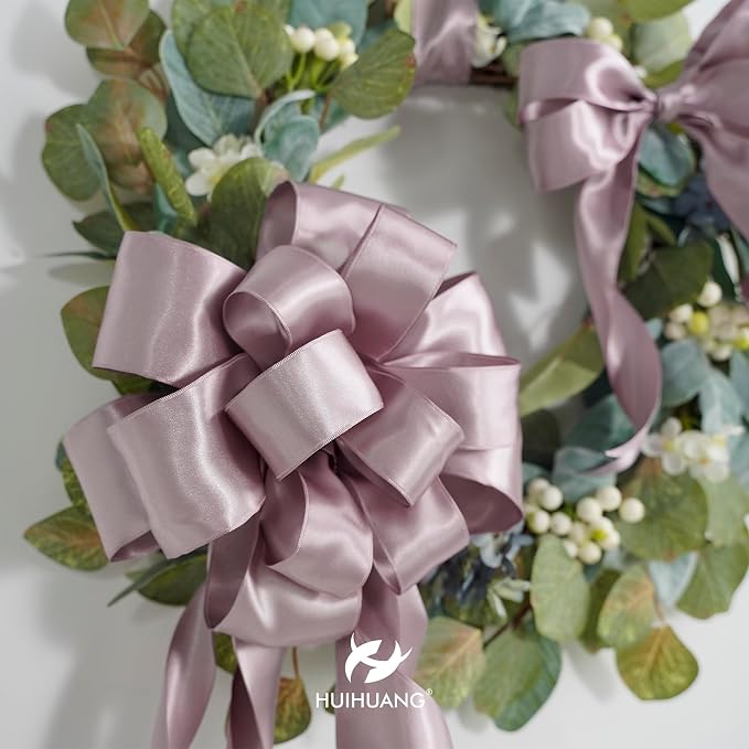 HUIHUANG Lilac Satin Wired Ribbon 2.5 inch Dusty Purple Double-Faced Satin Wire - Image 6