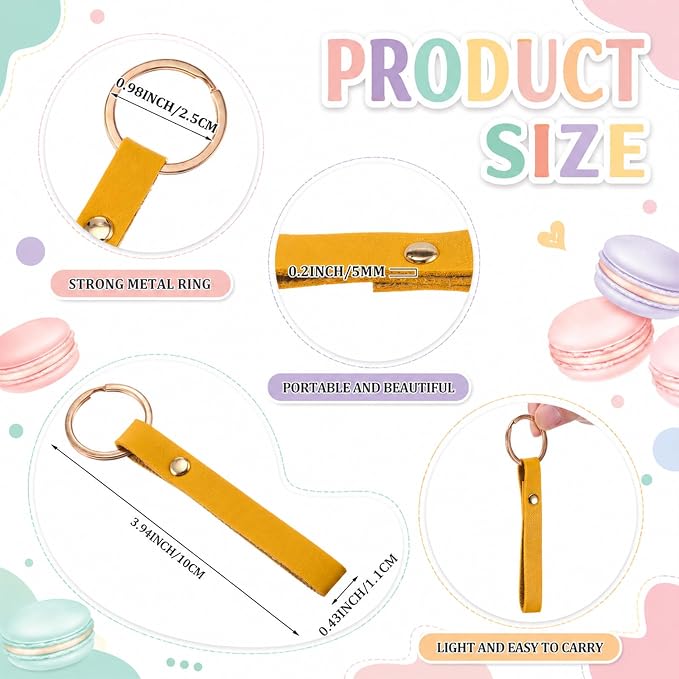 Wavyknot 50 Pcs PU Leather Keychain Blanks Bulk Laser Engraving Blanks Keychain - Image 2