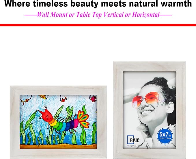 RPJC 5x7 Picture Frames Made of Solid Wood High Definition Glass - Image 5