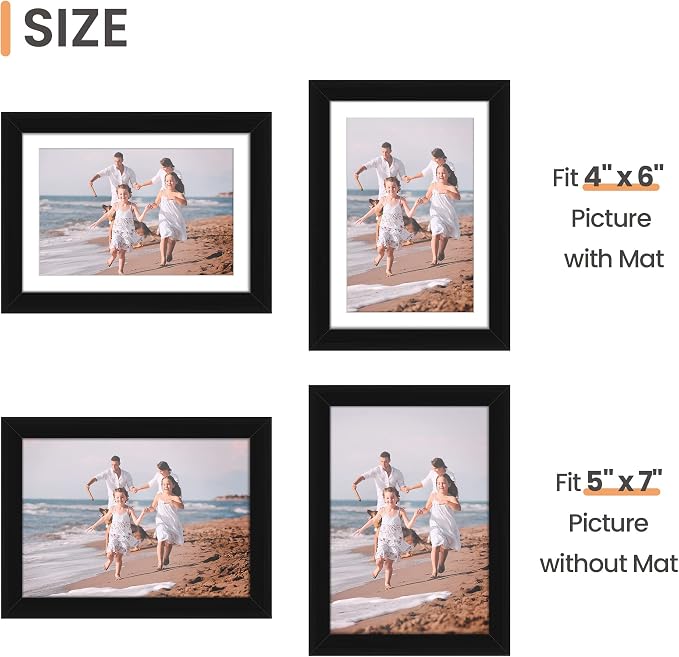 upsimples 5x7 Picture Frame, Photo Collage Wall Decor Set of 10, Wall or - Image 5