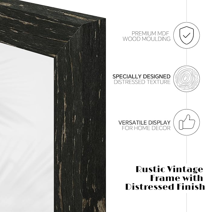 puthiac 4x6 Rustic Farmhouse Picture Frame, Swamp Black, 1 Pack | Distressed - Image 2