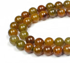 MJDCB Natural Ancient Crack Agate Beads Yellow Dragon veined Stripe Agate Round by MJDCB