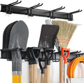 Wall Mount Tool Storage Rack, Heavy Duty Garage Storage Tool Organizer, Garden Tool Wall Hooks and Hangers, Hold Up to 350lbs (Black 6pcs)