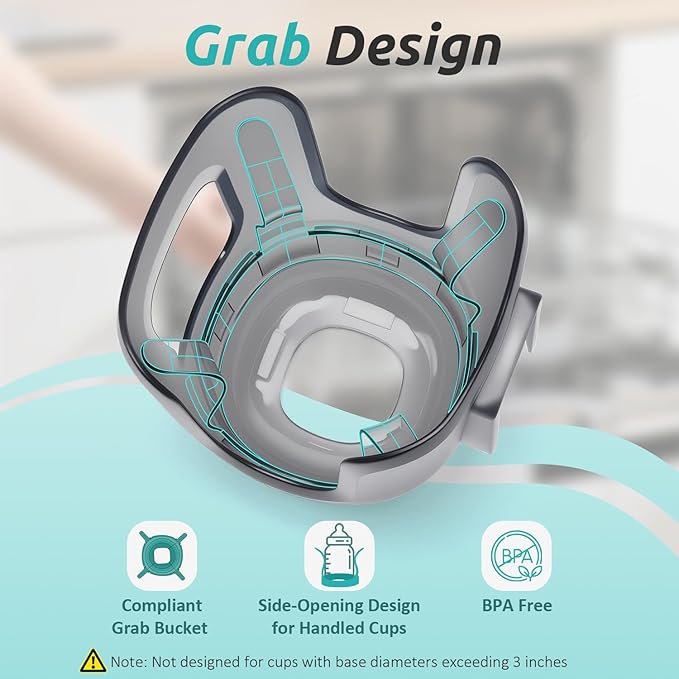 Stroller Cup Holder Fits for UPPAbaby Vista/Vista V2/Vista V3/Cruz/Cruz V2/Cruz V3/Minu/Minu V2/Minu V3/Minu Duo, Holds Different Drink Sizes, One-Hand Quick Install/Remove, Folds with Stroller