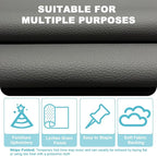 Grey Faux Leather Fabric 197"×55" Lychee Grain Upholstery Vinyl - Image 3