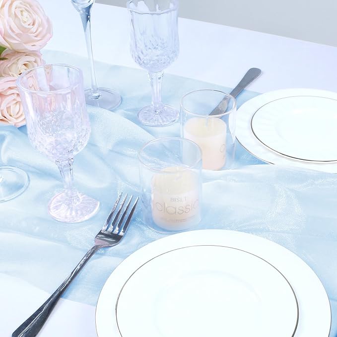 VACVELT Light Blue Sheer Organza Fabric by The Yard 60" Wide | Semi-Transparent - Image 4