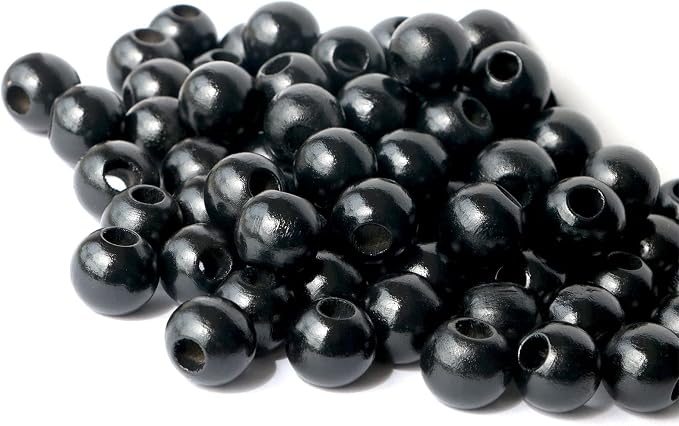 240Pcs Black Wood Beads 16mm for Craft Large Hole Wood Beads Hole:6mm - Image 3