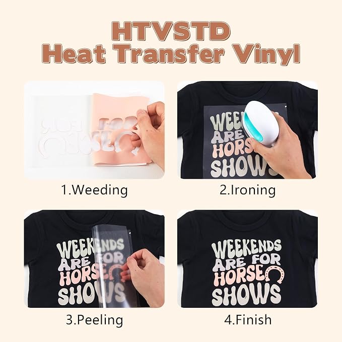 HTVSTD Pale Pink Boho HTV Heat Transfer Vinyl 8pcs 12×10in Iron on Vinyl | - Image 3