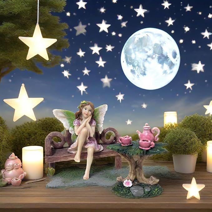 3 Pcs Miniature Garden Furniture Miniature Table and Chairs Set Fairy Garden - Image 7